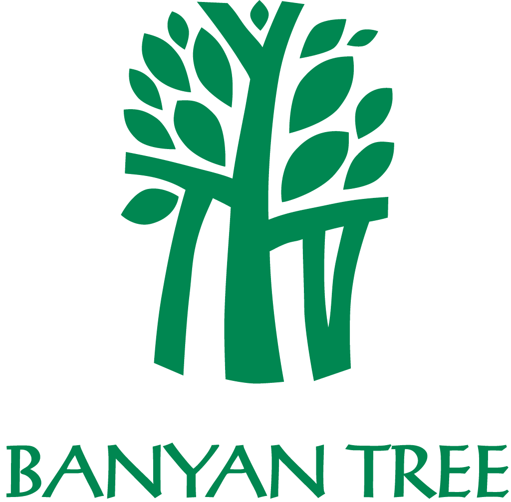 Banyan Tree logo, wordmark, white, png