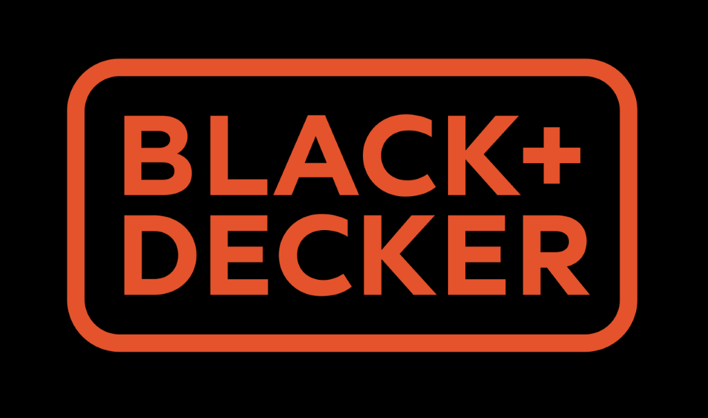 Black+Decker logo, black, orange, transparent, .png