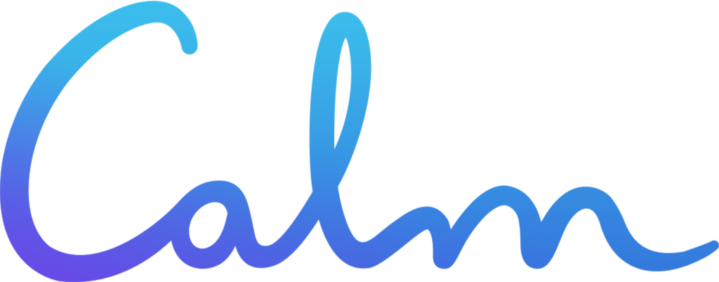 Calm logo, gradient, blue, .png, transparent