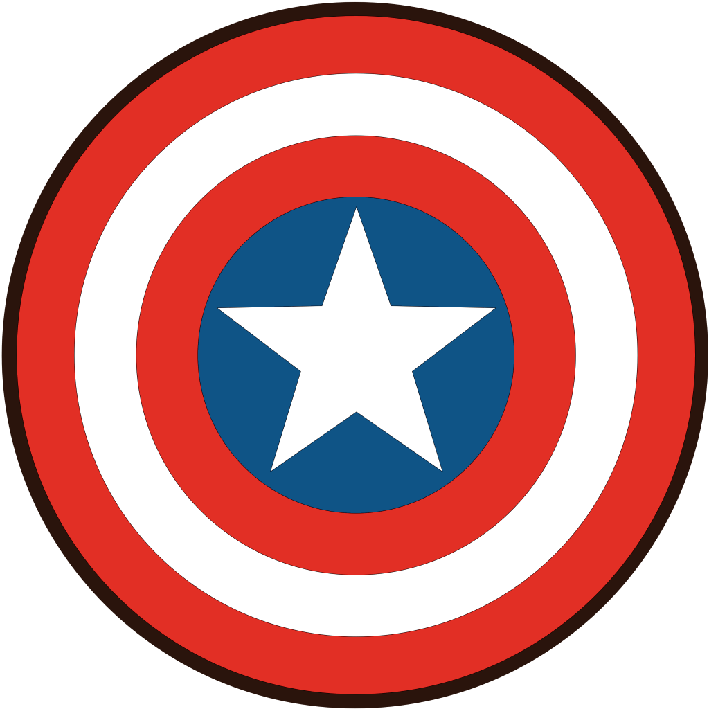 Captain America shield, logo, black border
