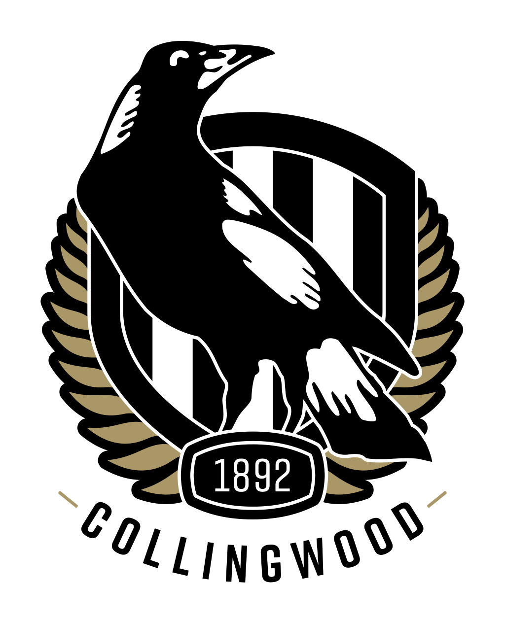 Collingwood Magpies logo, wordmark, transparent, .png