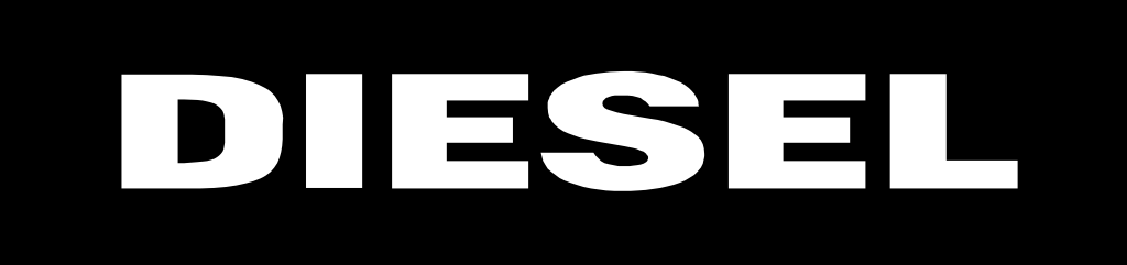 Diesel logo, logotype, white, black, .png