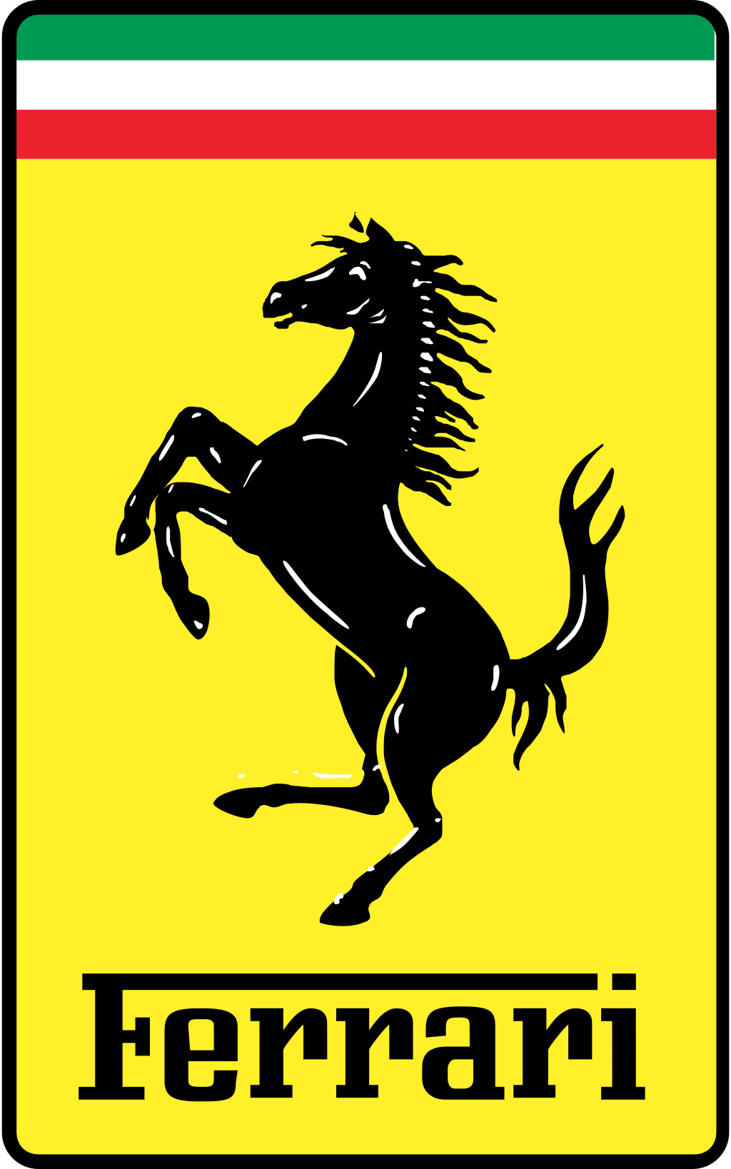 Ferrari logo, logotype, transparent, .png