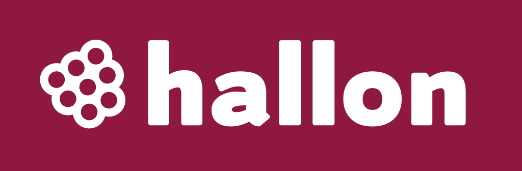 Hallon logo, white, pink, .png