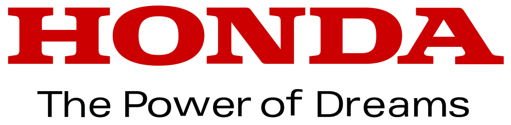 Honda logo, slogan (The power of dreams), .png, white