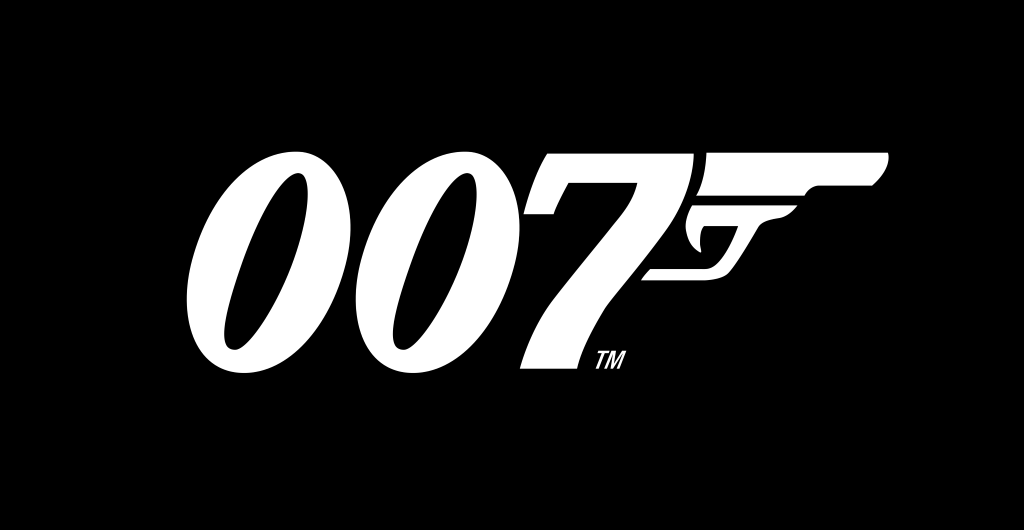 James Bond 007 logo, .png, black-white