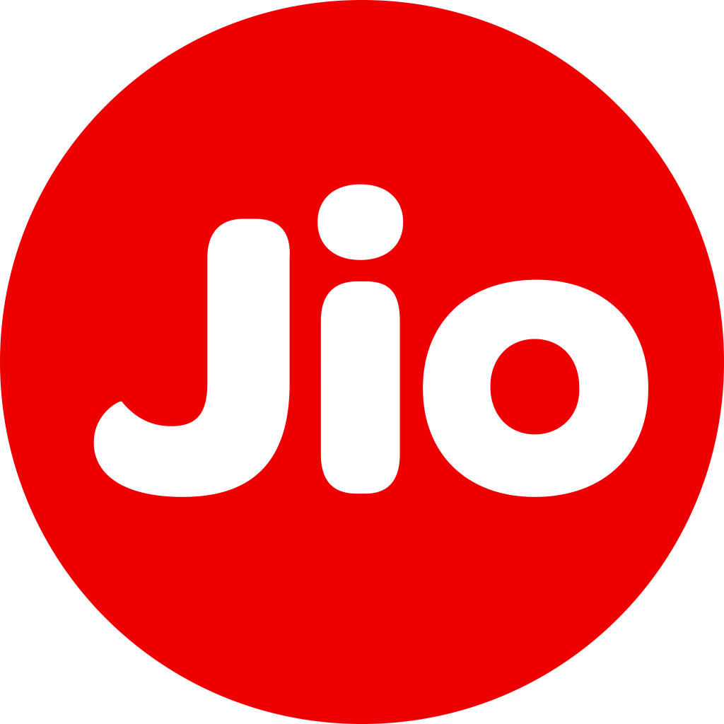Jio icon, logo, .png, white, red