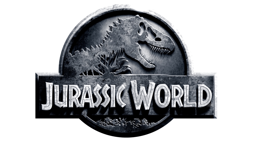 Jurassic World logo, .jpg, white