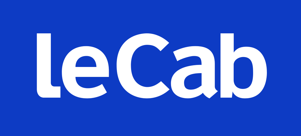 LeCab logo, wordmark, blue, .png