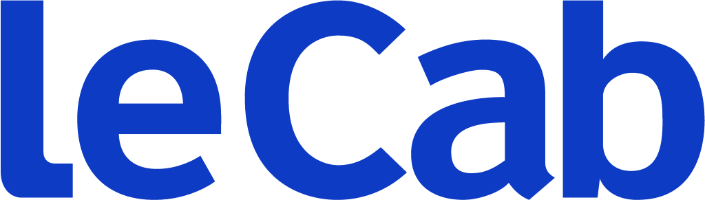LeCab logo, wordmark, white, .png