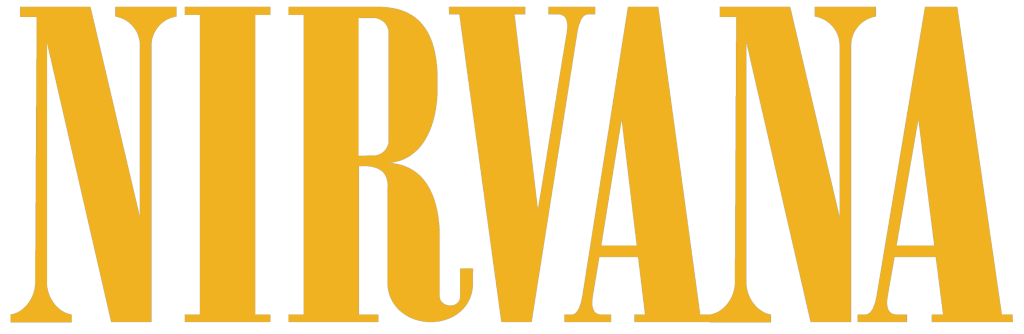 Nirvana logo, yellow, transparent, .png