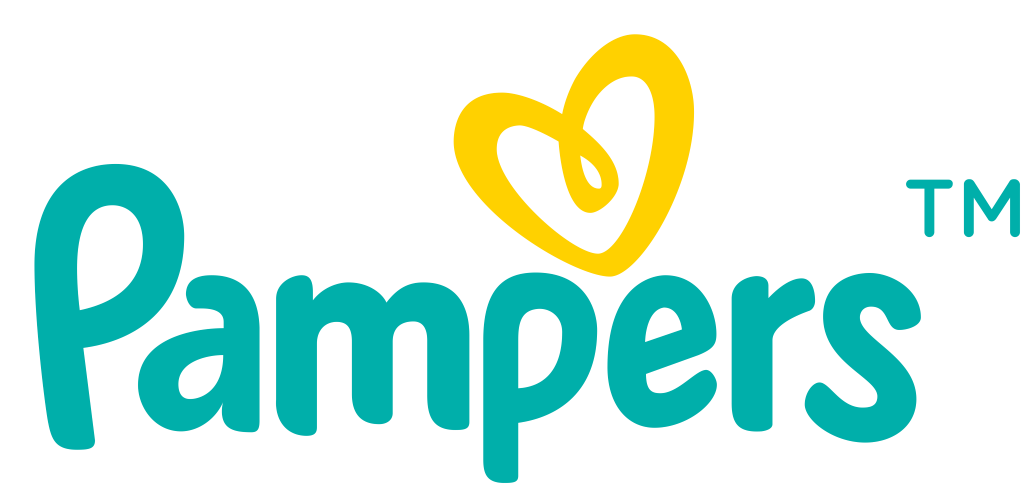 Pampers logo, white, (with TM) .png