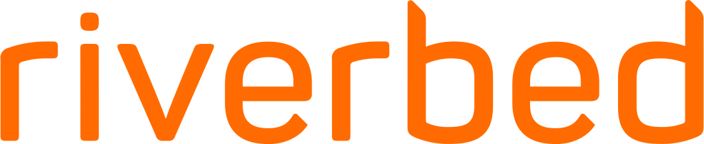 Riverbed logo, logotype, white, .png