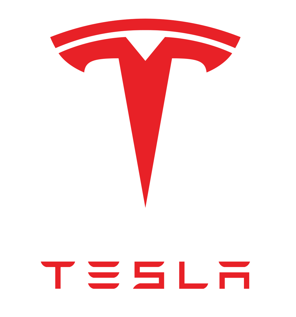 Tesla logo, transparent, red, .png