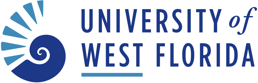University of West Florida (UWF) logo, horizontal, transparent, .png