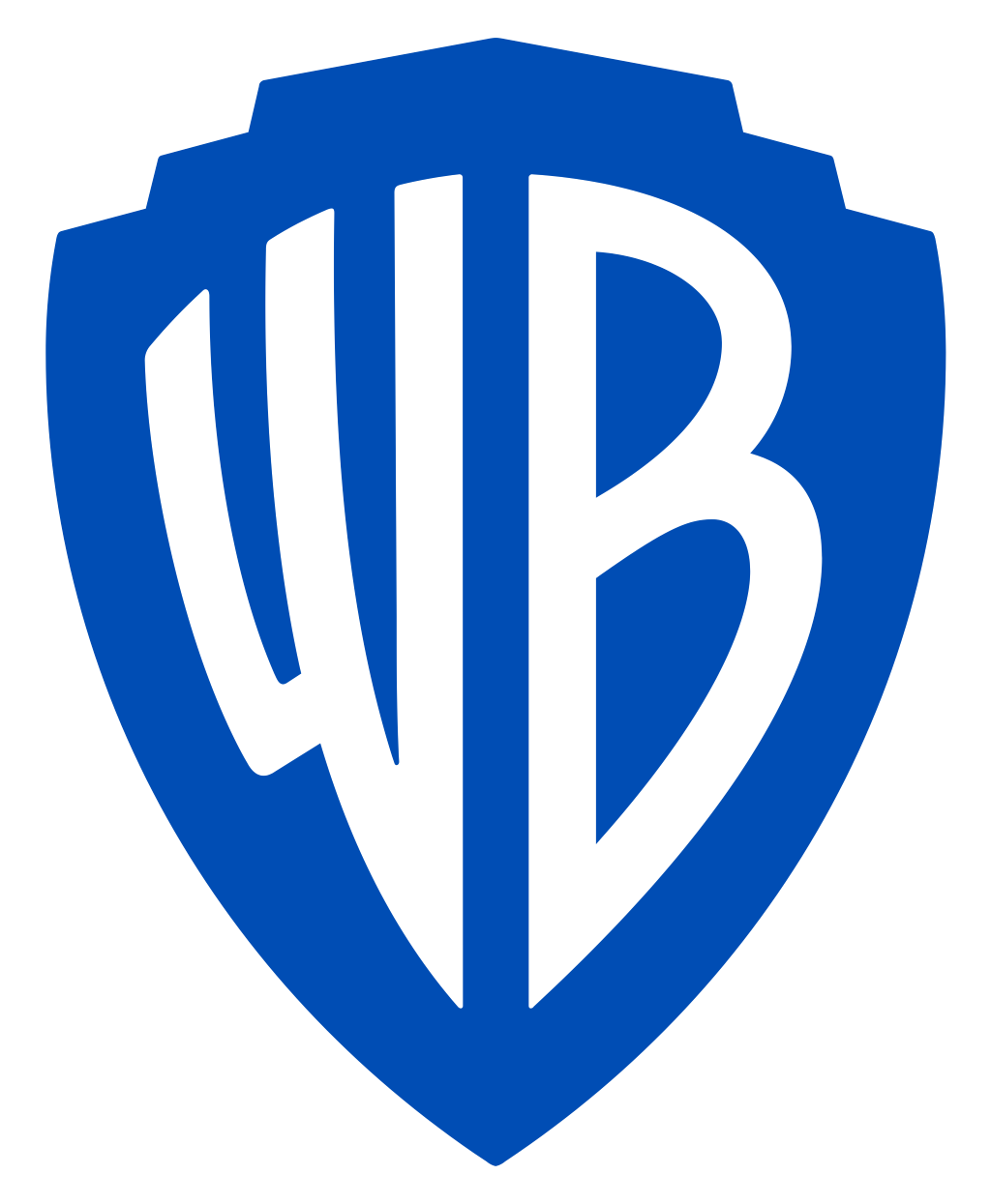 WB Warner Brothers logo, shield, blue, transparent, .png