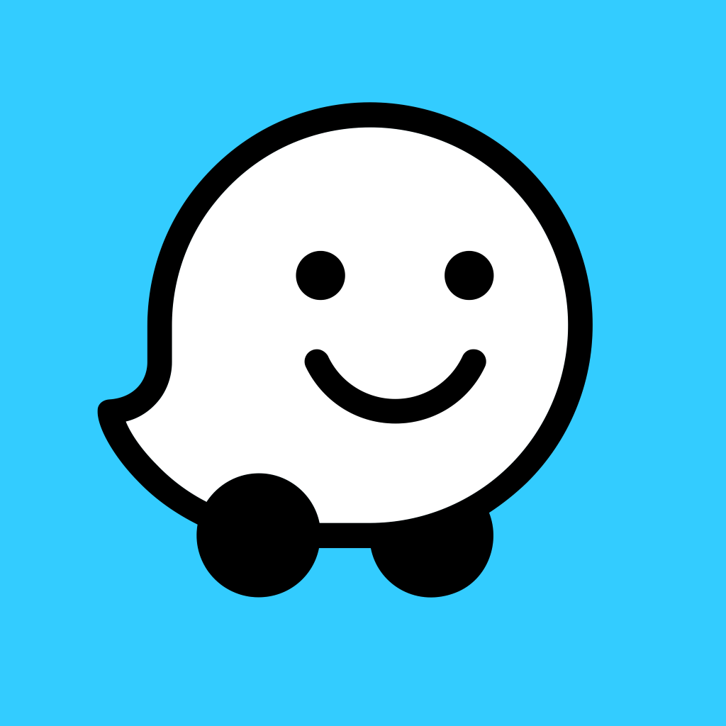 Waze logo, white, .png, icon, logotype