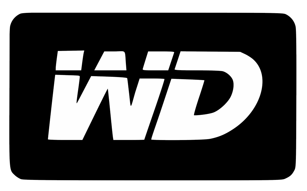 Western Digital (WD) logo, black, transparent, .png